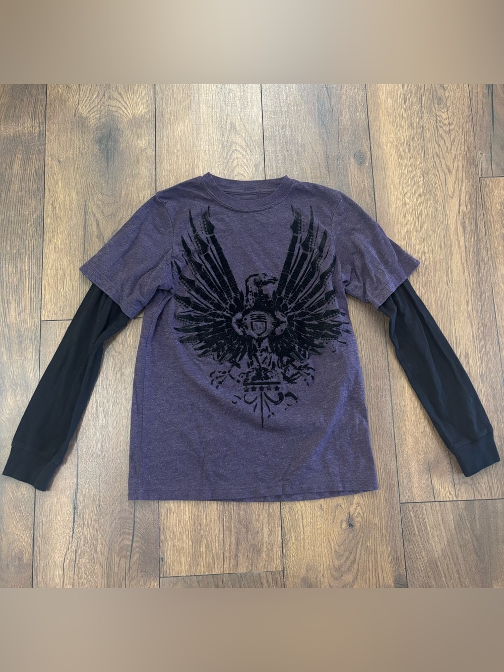 Long Sleeve Helix Shirt, Purple and Black, Size Medium
